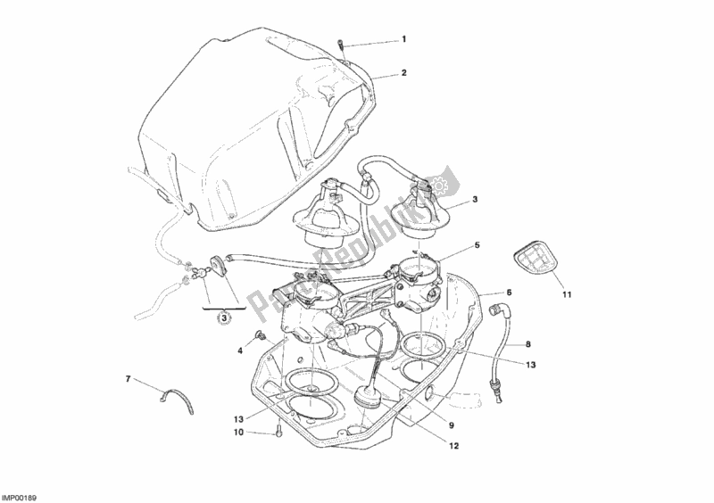 Alle onderdelen voor de Gasklephuis van de Ducati Superbike 999 USA 2005